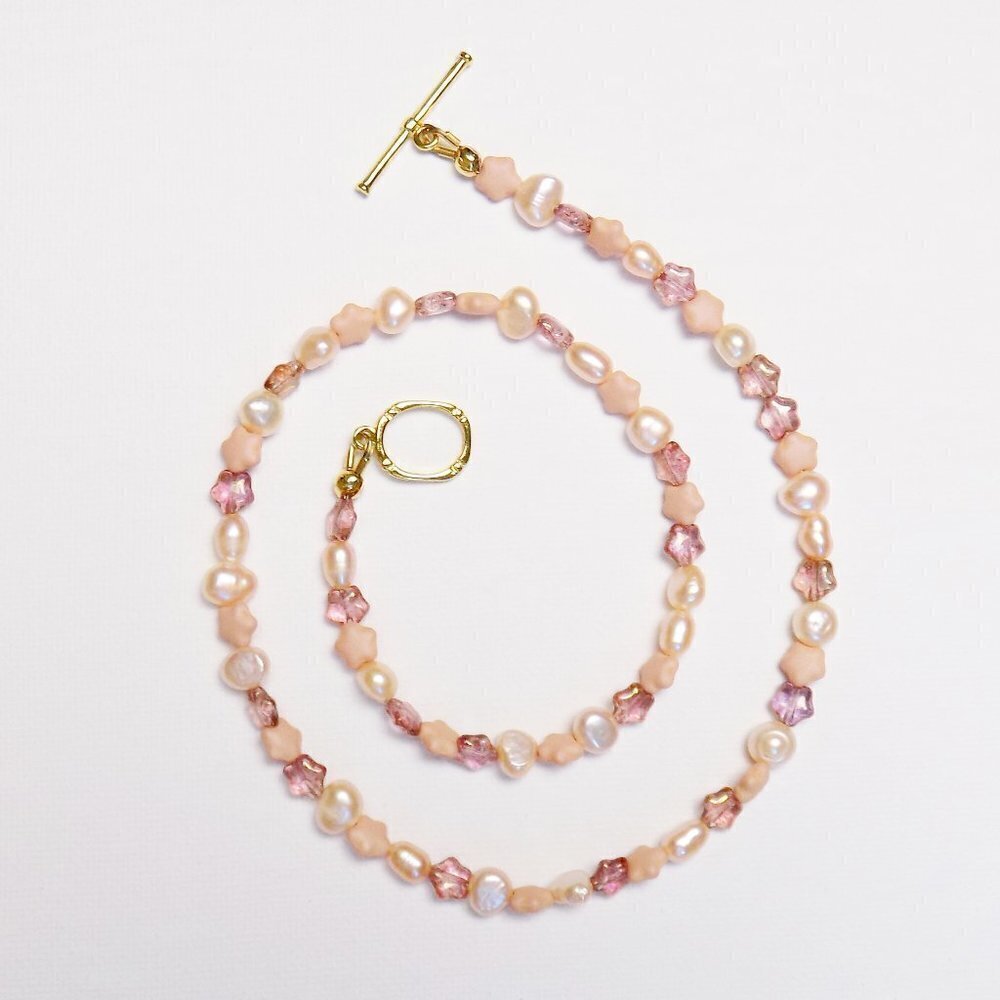 new! handmade baroque pearl choker with glass star beads celestial fairy boho